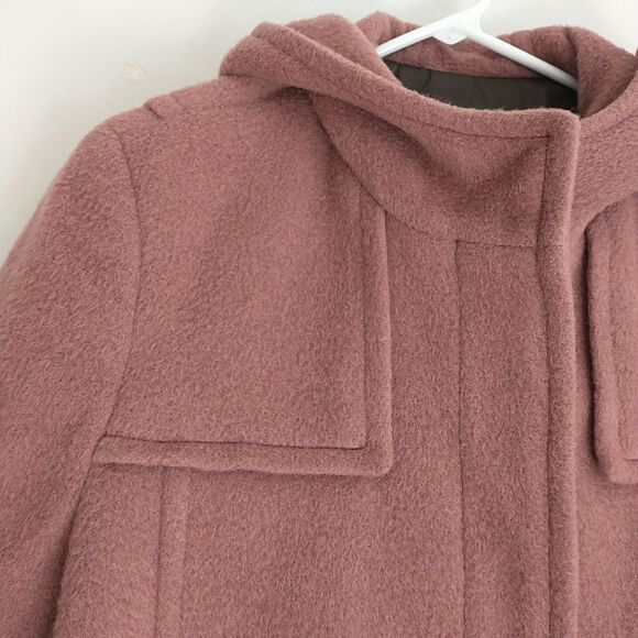 Hilary Radley Pea Coat Womens 14 Dusty Pink Alpaca Wool Blend Hooded Pocket - Picture 3 of 14